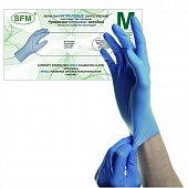 Перчатки SFM смотровые нестерильные нитриловые неопудрен текстурир размер M, 100 пар, голубые, СФМ Госпитал